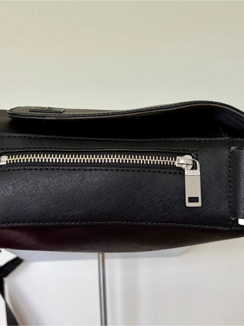 Jack Spade Barrow Black Leather Messenger Laptop Crossbody Bag